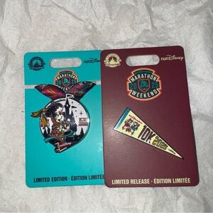 2025 RunDisney Marathon Weekend 10k Chip And Dale Medal Pennant Pin 2-Pin Set